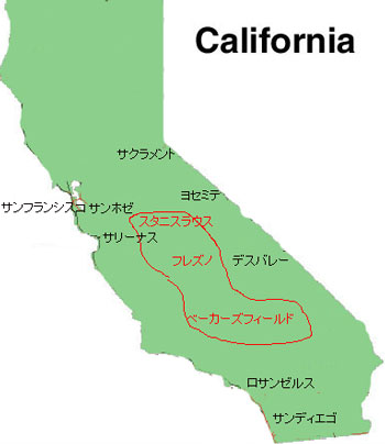 カルフォルニアの被害地図