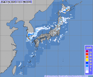 解析雨量・降水短時間予報画像