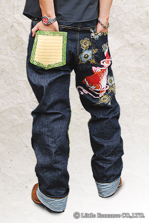 メンズ和柄ジーンズ／畳ジーンズ 鯉 : むかしむかしのスタッフによる  