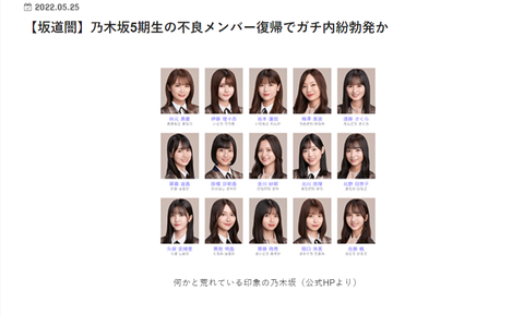 【悲報】ナックルズ「乃木坂46に内紛勃発!中西アルノが復帰するなら卒業します!」運営に直談判