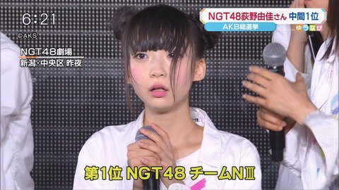 【AKB48総選挙】NGT48上位三人の得票数が指原・渡辺・松井の得票数を上回ってるんだがｗｗｗ