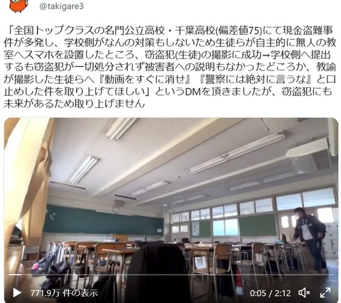千葉高校で盗難事件、加害生徒の動画拡散が波紋　副校長「加害者の人権への配慮もある」