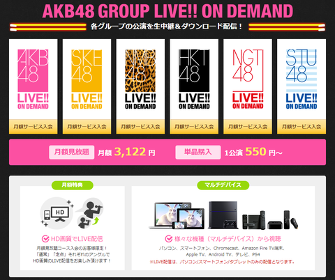 【AKB48G】もしDMMのLIVE!! ON DEMANDで全グループ見放題が出来たら月額いくらまで出せる？