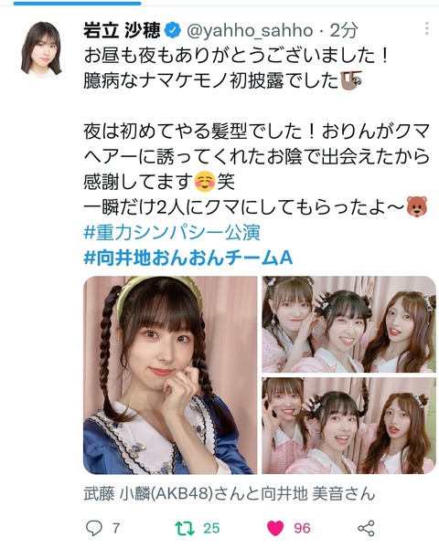 【AKB48】「向井地おんおんチームA 」という愛称ができていた模様