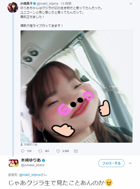 【AKB48】小嶋真子と木﨑ゆりあの間に抗争勃発wゆりあ「じゃあクジラ生で見たことあんのかよ!」