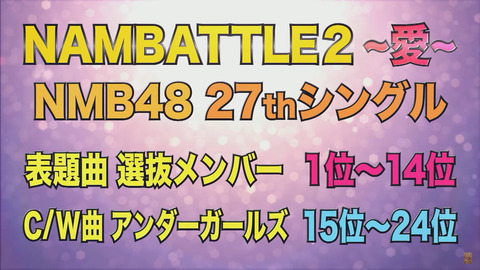 【NMB48】「NAMBATTLE2」で総選挙を開催！投票で27thシングルの選抜メンバーを決定