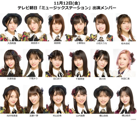 【AKB48】「ミュージックステーション 2時間SP」出演メンバー決定！