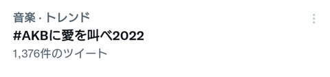【朗報】「#AKBに愛を叫べ2022」がトレンド入り！AKB48大復活！