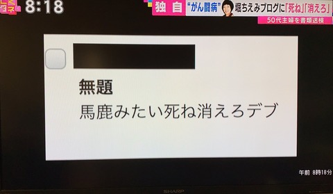 【人望民ピンチ】堀ちえみのブログに「死ね」と書いた50代女性が書類送検