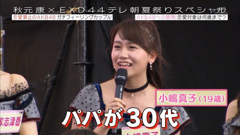 【悲報】AKB48小嶋真子(19歳)の父親が今年40歳