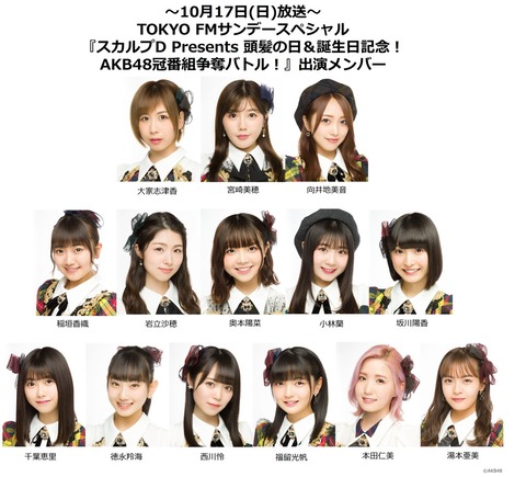 【AKB48】スカルプD Presents 頭髪の日＆誕生日記念！冠番組争奪バトル！【TOKYO FM】