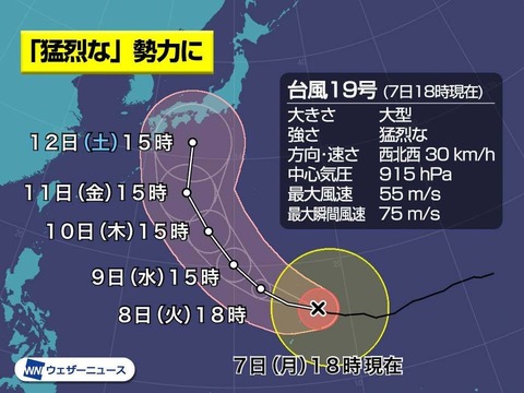 【悲報】台風19号がデカすぎてヤバイ!お前ら週末の握手会どうすんの?