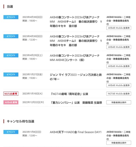 【朗報】AKB48コンサート安定の全当選!!!