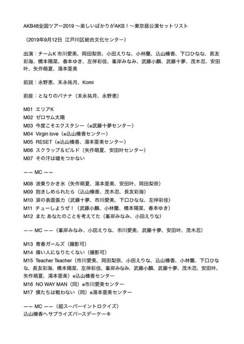【悲報】チームKキャプテンの込山榛香さん、Kコンサートを生誕コンにして私物化！自分のセンター曲を増やしまくってしまう