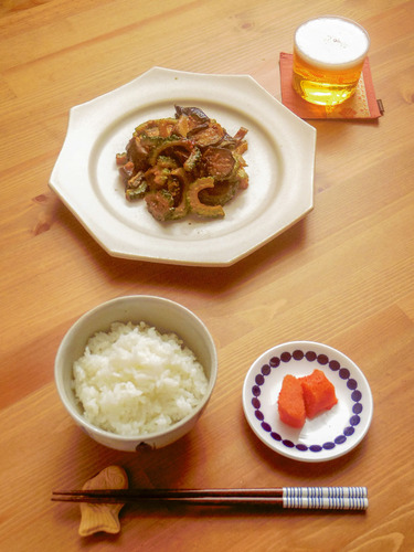 なすとゴーヤの味噌炒め