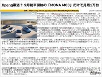 Xpeng復活？ 9月納車開始の「MONA M03」だけで月販1万台のキャプチャー