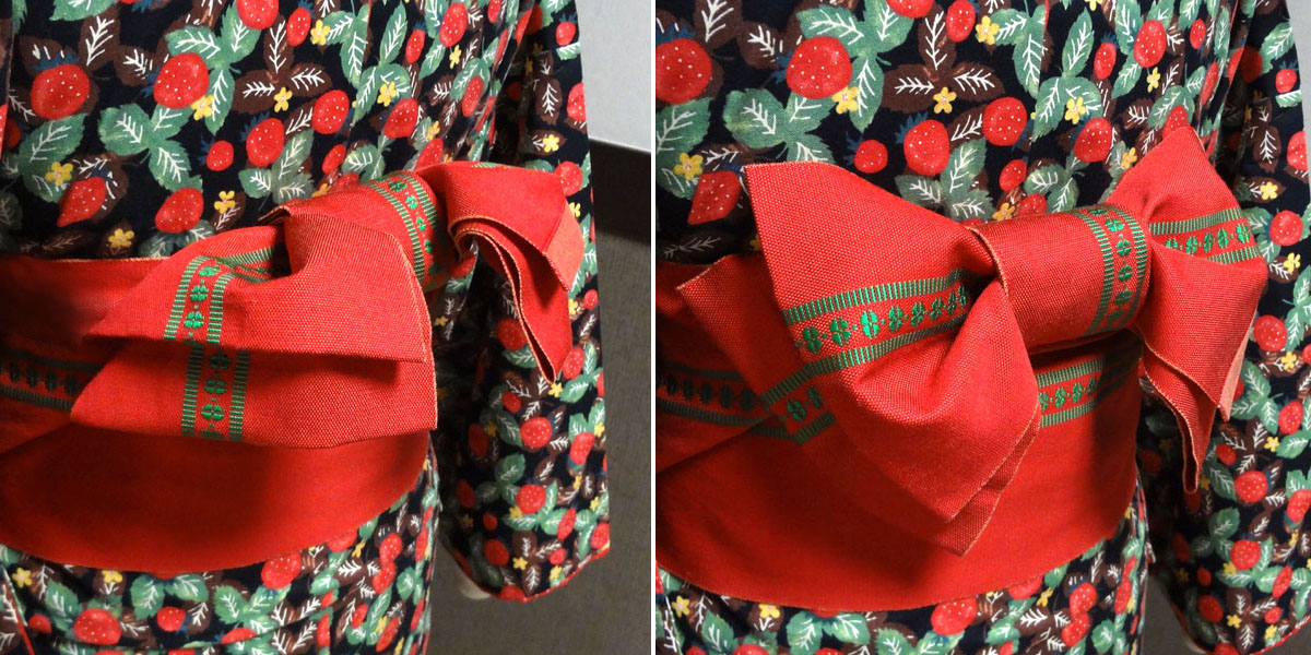 短めの半幅帯で 大きな羽根の花文庫結びをしたいとき キモノつれづれ