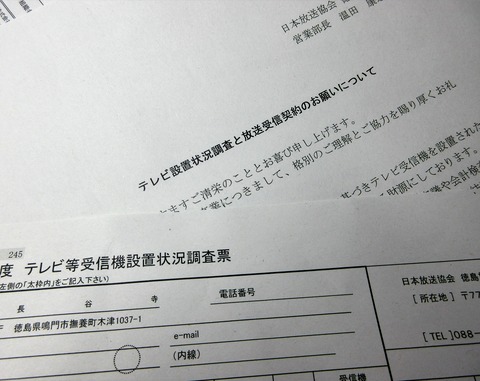 テレビ設置状況調査 ちかごろの祐信