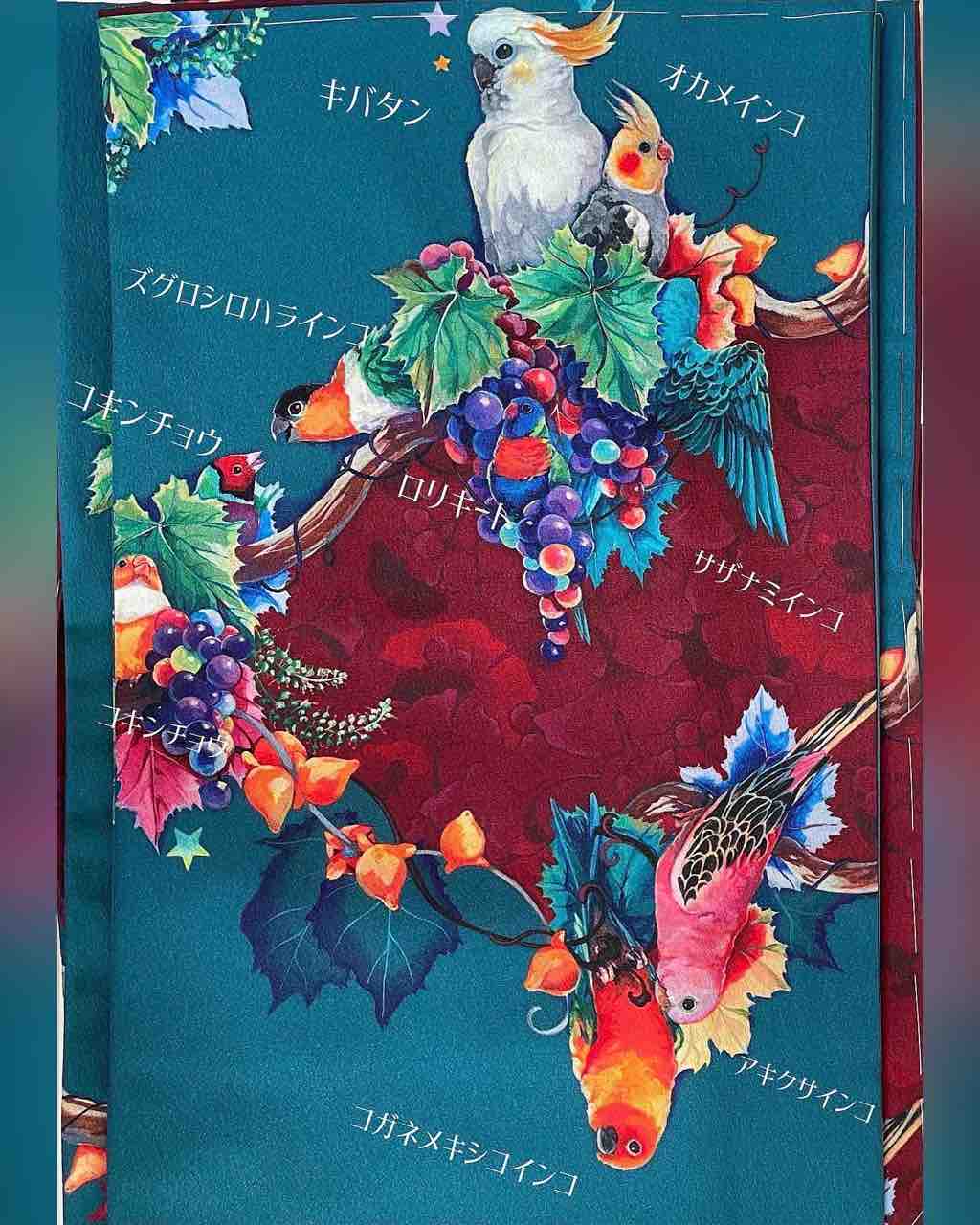 choko着物　インコ　袷　ポリエステル 新作'humming' 着物 : CHOKOとチョコと