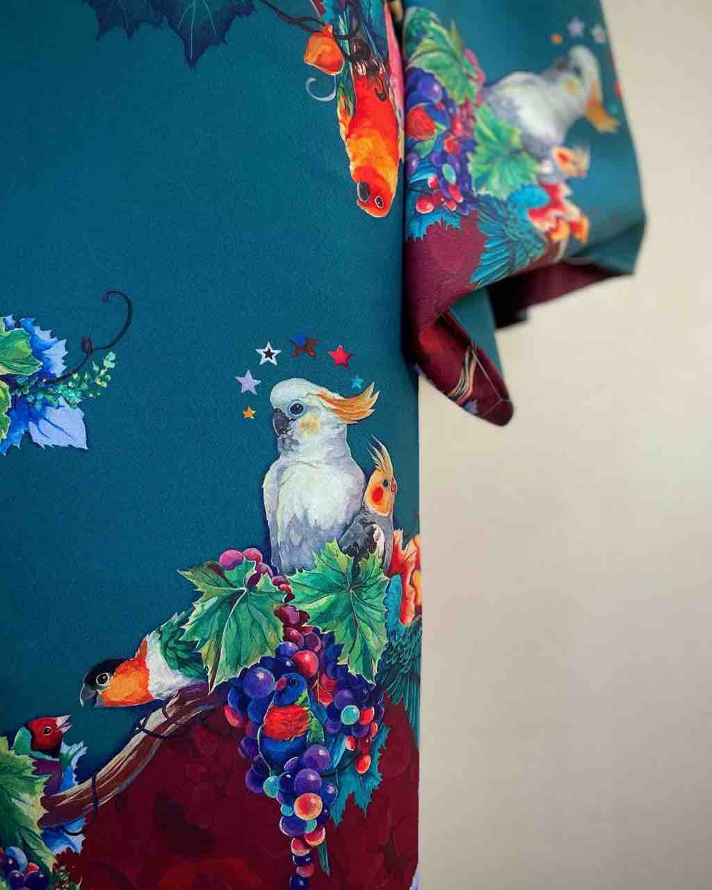 choko着物　インコ　袷　ポリエステル choko着物 インコ 袷 ポリエステル