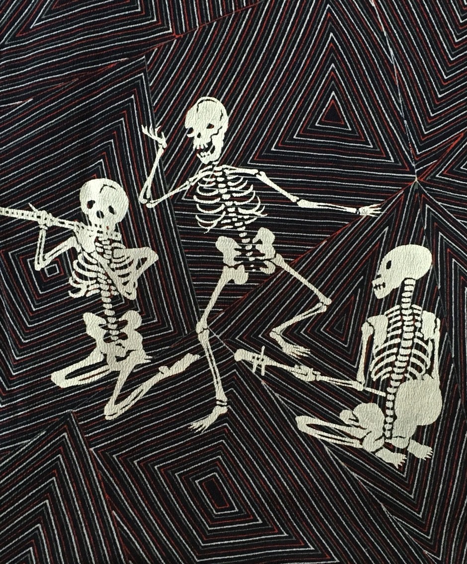 骸骨着物に梅帯コーディネート Chokoとチョコと