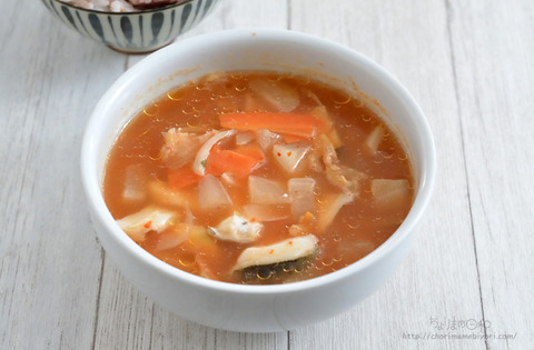 お弁当240209_塩タラキムチ鶏ガラスープしょうゆ塩