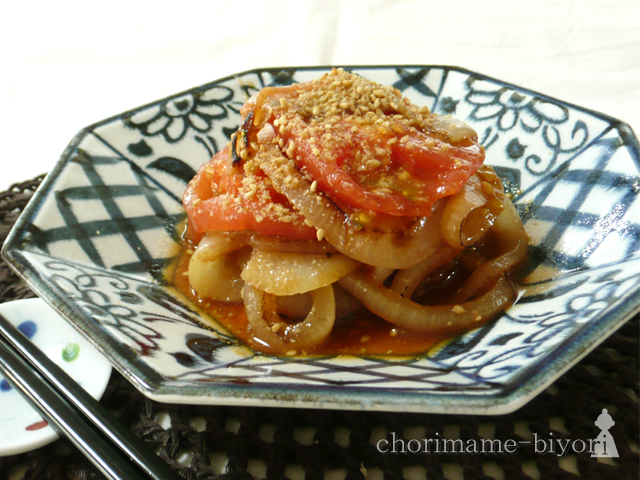 甘み玉ねぎのトマトお浸し