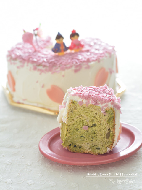 ひなまつりの三味シフォンケーキ_cotta2003-7