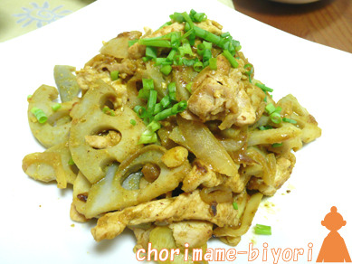 豚肉と蓮根の味噌カレー炒め