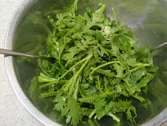 春菊のシーザーサラダ 温玉のせP3