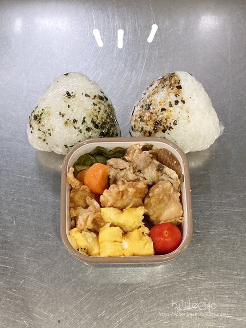 お弁当240424‗C唐揚げ豚玉炒め