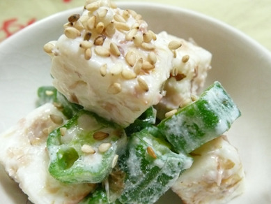 はんぺんとオクラのおかかチーズ２