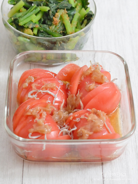 作り置き240814_トマトちりめん梅干ししょうゆごま油酢