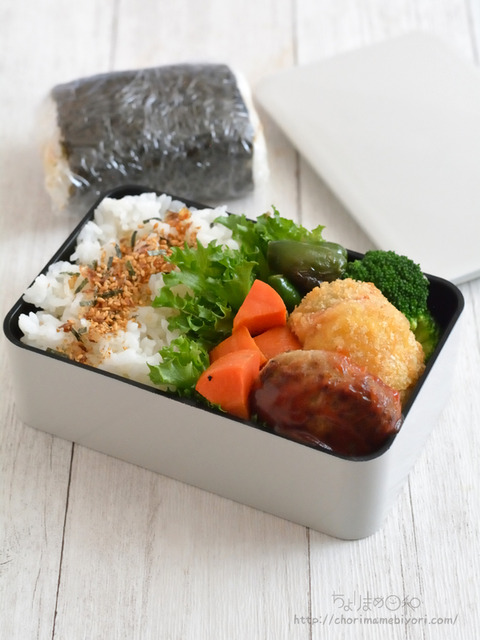 お弁当230306_ハンバーグさつまいもコロッケ