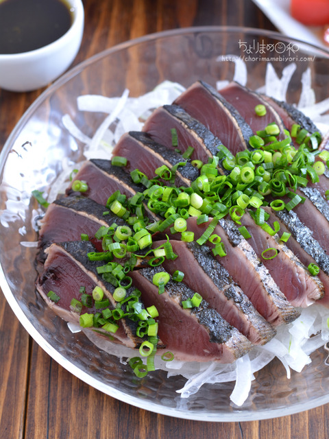 晩ごはん210601_カツオのたたき