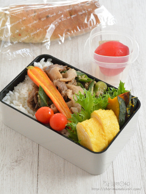 お弁当230704_豚こまオクラみりんしょうゆ酒