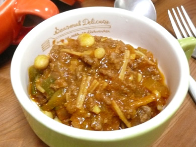 大豆と牛肉のトマトカレー煮