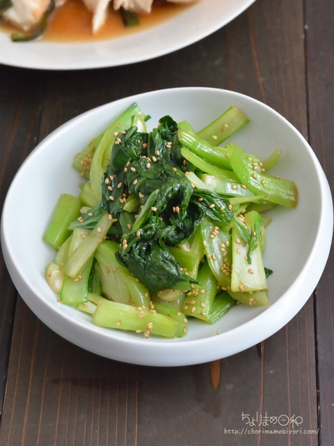 晩ごはん220818_チンゲン菜のナムル