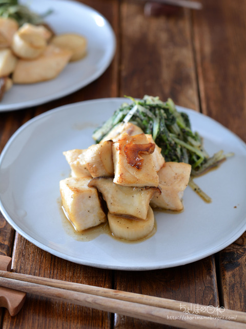 晩ごはん201019_メカジキとエリンギのガーリックソテー