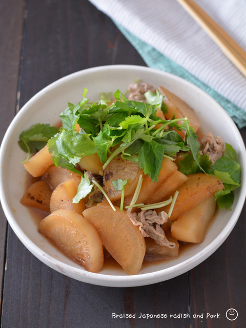 焼き大根と豚肉の煮物191118-2