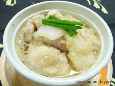 叩き鶏肉と長いも蒸し