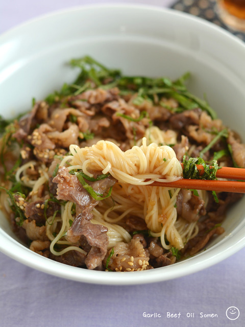 ガッツリ牛肉油そうめん_かどや1908-3