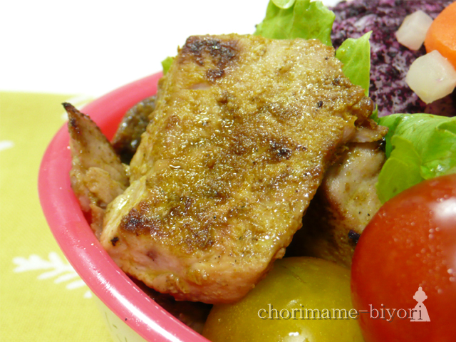 ぶりのカレー風味の照り焼き