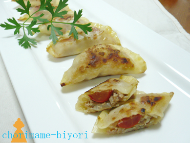 ミニトマトの焼きラビオリ