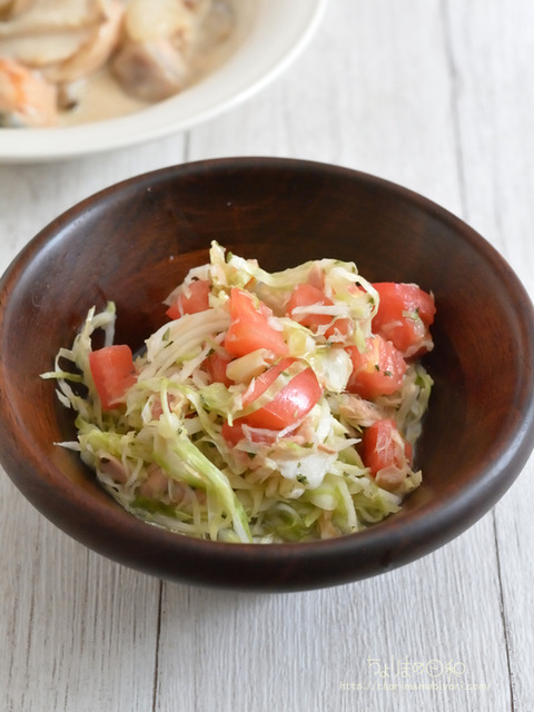 晩ごはん231011_ツナとトマトのコールスロー