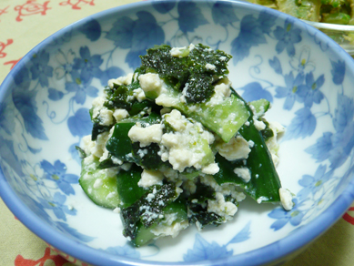 叩き胡瓜の柚子胡椒磯白和え