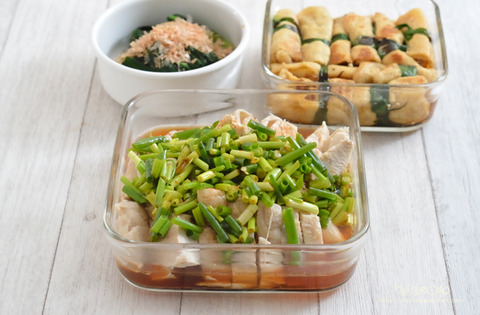 作り置き晩ごはん230321_鶏むね酒砂糖塩しょうゆ酢ごま油小ねぎ一味