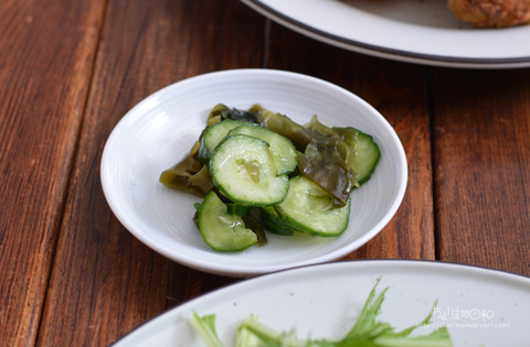 晩ごはん210804_わかめときゅうりの酢の物
