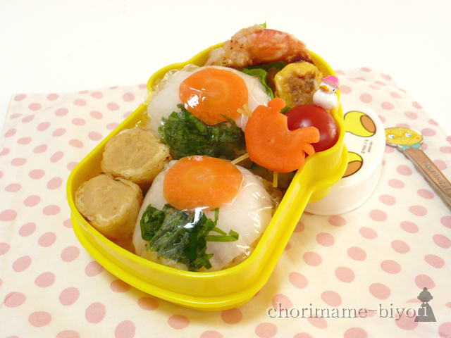 たんぽぽ手まりとソイポテ揚げロール弁当