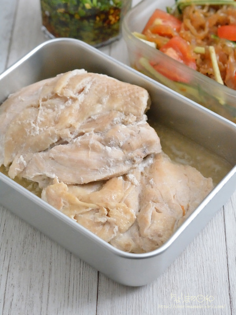 作り置き晩ごはん220707_鶏むね肉のだし煮